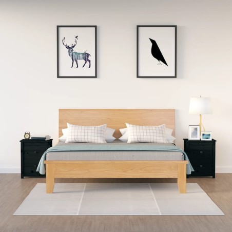 vidaXL Nachttische 2 Stk. Schwarz 50x35x61,5 cm Massivholz Kiefer
