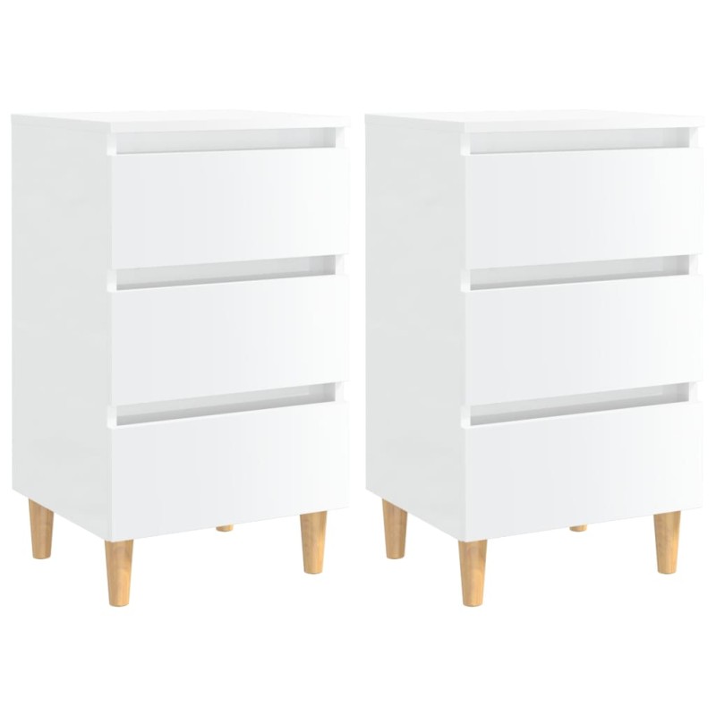 vidaXL Nachttische mit Holzbeinen 2 Stk. Hochglanz-Weiß 40x35x69 cm vidaXL Nachttische mit Holzbeinen 2 Stk. Hochglanz-Weiß 40x35x69 cm