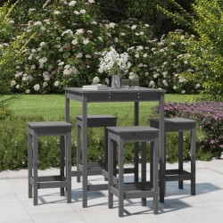 vidaXL 5-tlg. Gartenbar-Set Grau Massivholz Kiefer