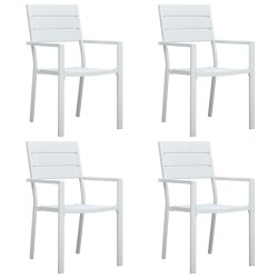 vidaXL Gartenstühle 4 Stk. Weiß HDPE Holz-Optik 
