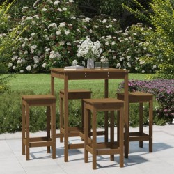 5-tlg. Gartenbar-Set Honigbraun Massivholz Kiefer