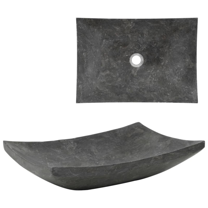 vidaXL Waschbecken 50x35x12 cm Marmor Schwarz vidaXL Waschbecken 50x35x12 cm Marmor Schwarz