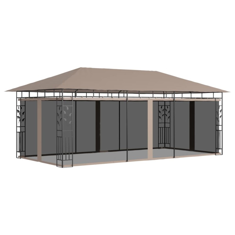 vidaXL Pavillon mit Moskitonetz 6x3x2,73 m Taupe 180 g/m² vidaXL Pavillon mit Moskitonetz 6x3x2,73 m Taupe 180 g/m²