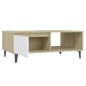 vidaXL Couchtisch Weiß und Sonoma-Eiche 90x60x35 cm Holzwerkstoff vidaXL Couchtisch Weiß und Sonoma-Eiche 90x60x35 cm Holzwerkstoff