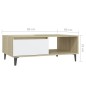 vidaXL Couchtisch Weiß und Sonoma-Eiche 90x60x35 cm Holzwerkstoff vidaXL Couchtisch Weiß und Sonoma-Eiche 90x60x35 cm Holzwerkstoff