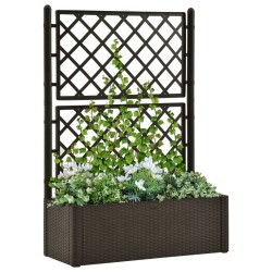 vidaXL Garten-Hochbeet mit Spalier und Selbstbewässerungssystem Mokka
