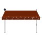 vidaXL Einziehbare Markise Handbetrieben mit LED 300 cm Orange Braun vidaXL Einziehbare Markise Handbetrieben mit LED 300 cm Orange Braun