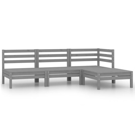 vidaXL 4-tlg. Garten-Lounge-Set Massivholz Kiefer Grau 