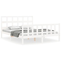 vidaXL Massivholzbett ohne Matratze Weiß 160x200 Kiefernholz