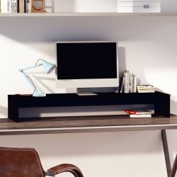 vidaXL Monitorständer Schwarz 100x27x15 cm Massivholz Kiefer