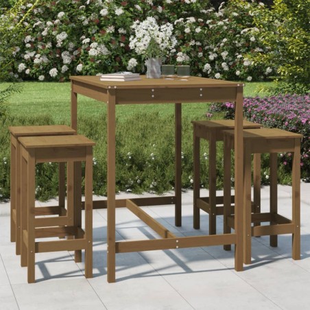 vidaXL 5-tlg. Gartenbar-Set Honigbraun Massivholz Kiefer