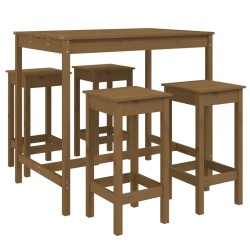 vidaXL 5-tlg. Gartenbar-Set Honigbraun Massivholz Kiefer
