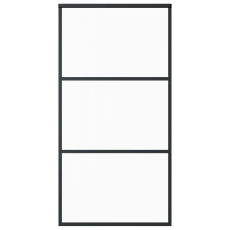 vidaXL Schiebetür ESG-Glas und Aluminium 102x205 cm Schwarz
