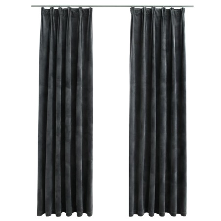 vidaXL Verdunkelungsvorhänge mit Haken 2 Stk. Samt Anthrazit 140x245cm