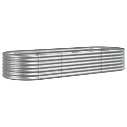 vidaXL Hochbeet Pulverbeschichteter Stahl 224x80x36 cm Silbern