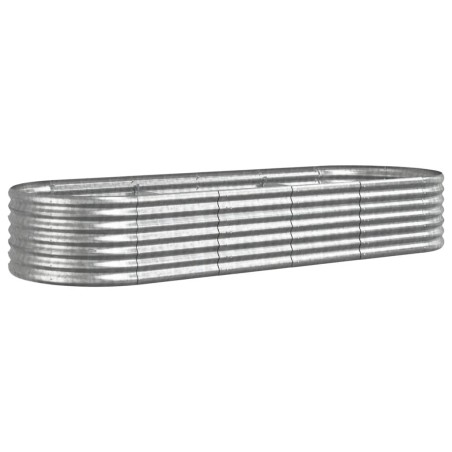 vidaXL Hochbeet Pulverbeschichteter Stahl 224x80x36 cm Silbern