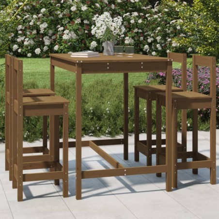 5-tlg. Gartenbar-Set Honigbraun Massivholz Kiefer