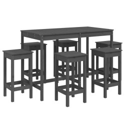 vidaXL 7-tlg. Gartenbar-Set Grau Massivholz Kiefer