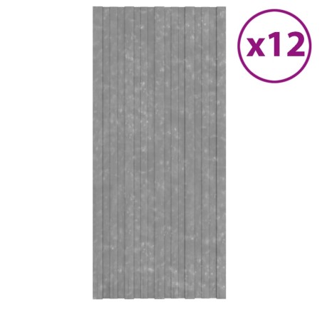 vidaXL Dachpaneele 12 Stk. Verzinkter Stahl Silbern 100x45 cm