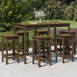 7-tlg. Gartenbar-Set Honigbraun Massivholz Kiefer