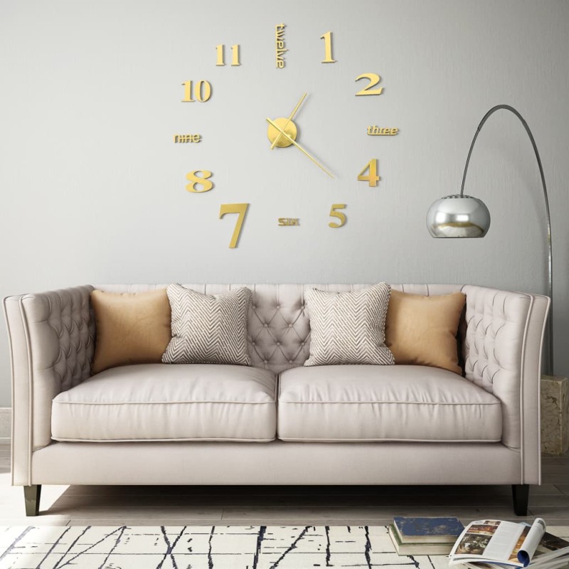 vidaXL 3D-Wanduhr Modernes Design 100 cm XXL Golden vidaXL 3D-Wanduhr Modernes Design 100 cm XXL Golden