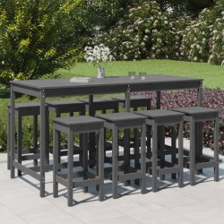9-tlg. Gartenbar-Set Grau Massivholz Kiefer