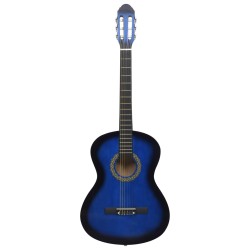 vidaXL Klassikgitarre für Anfänger Blau 4/4 39" Lindenholz      