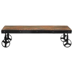 vidaXL Couchtisch mit Rädern 100x60x26 cm Altholz Massiv