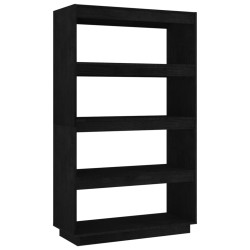 vidaXL Bücherregal/Raumteiler Schwarz 80x35x135 cm Massivholz Kiefer