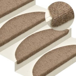 vidaXL Treppenmatten Selbstklebend 15 Stk. Creme 65x21x4cm Nadelvlies 