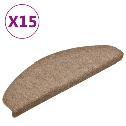 vidaXL Treppenmatten Selbstklebend 15 Stk. Creme 65x21x4cm Nadelvlies 
