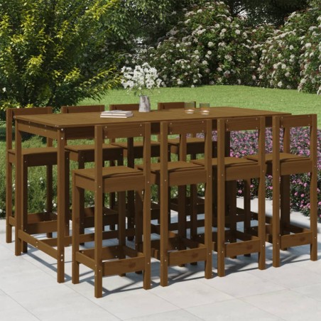 9-tlg. Gartenbar-Set Honigbraun Massivholz Kiefer