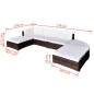 vidaXL 6-tlg. Garten-Lounge-Set mit Auflagen Poly Rattan Braun vidaXL 6-tlg. Garten-Lounge-Set mit Auflagen Poly Rattan Braun