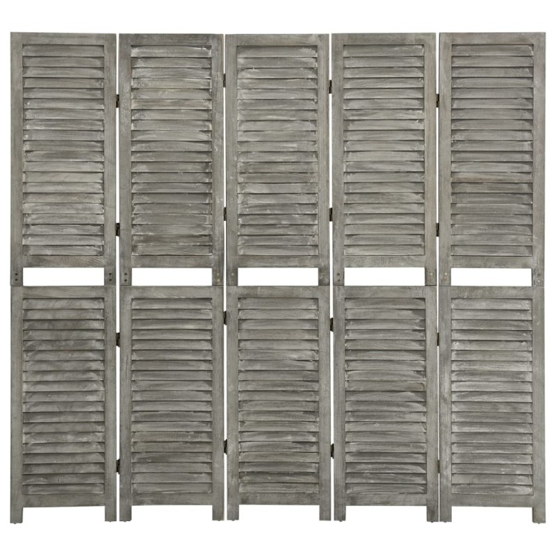 vidaXL 5-tlg. Raumteiler Grau 179x166 cm Massivholz vidaXL 5-tlg. Raumteiler Grau 179x166 cm Massivholz