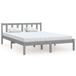 vidaXL Massivholzbett Grau Kiefer 140x190 cm