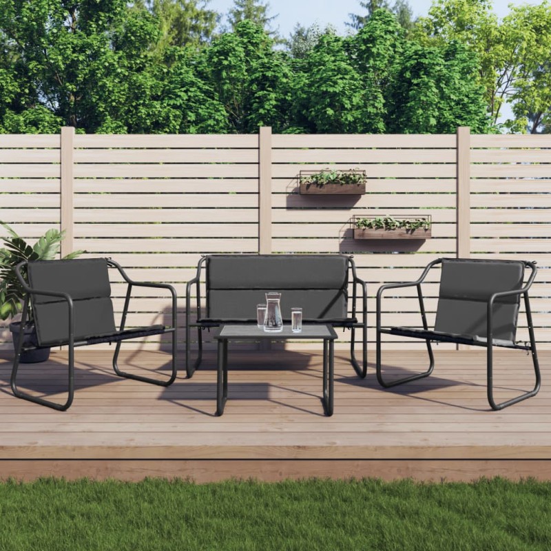 vidaXL 4-tlg. Garten-Lounge-Set mit Kissen Anthrazit Stahl vidaXL 4-tlg. Garten-Lounge-Set mit Kissen Anthrazit Stahl