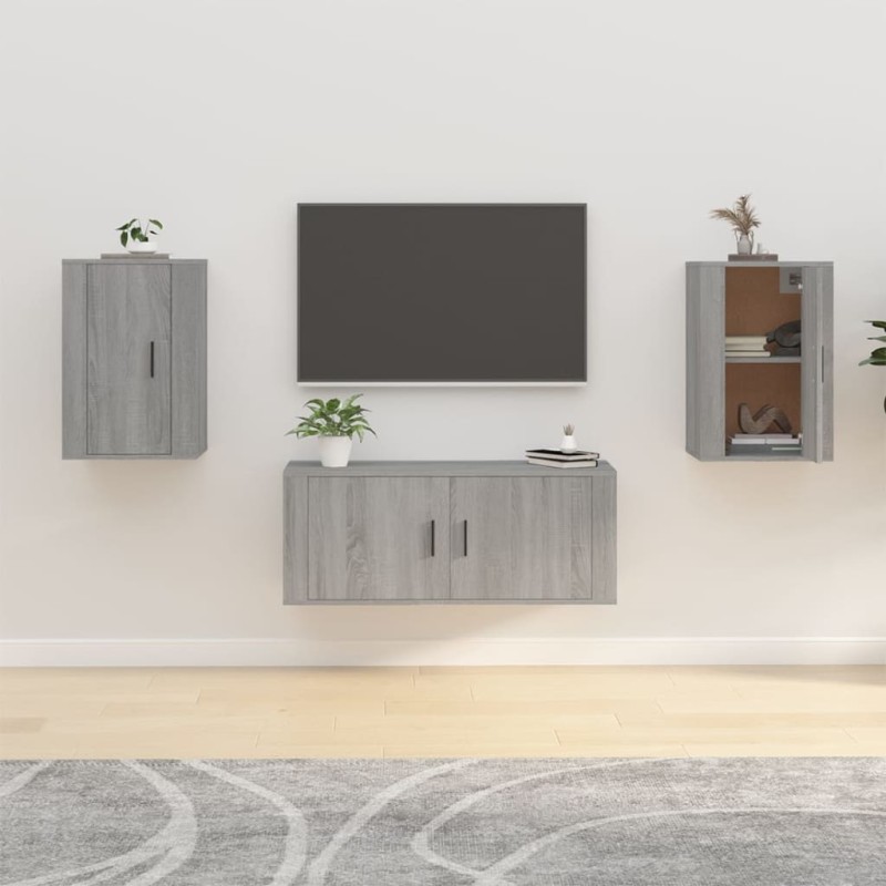 vidaXL TV-Wandschränke 2 Stk. Grau Sonoma 40x34,5x60 cm vidaXL TV-Wandschränke 2 Stk. Grau Sonoma 40x34,5x60 cm