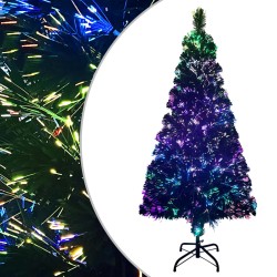 vidaXL Künstlicher Weihnachtsbaum mit Ständer Grün 120 cm Fiberoptik