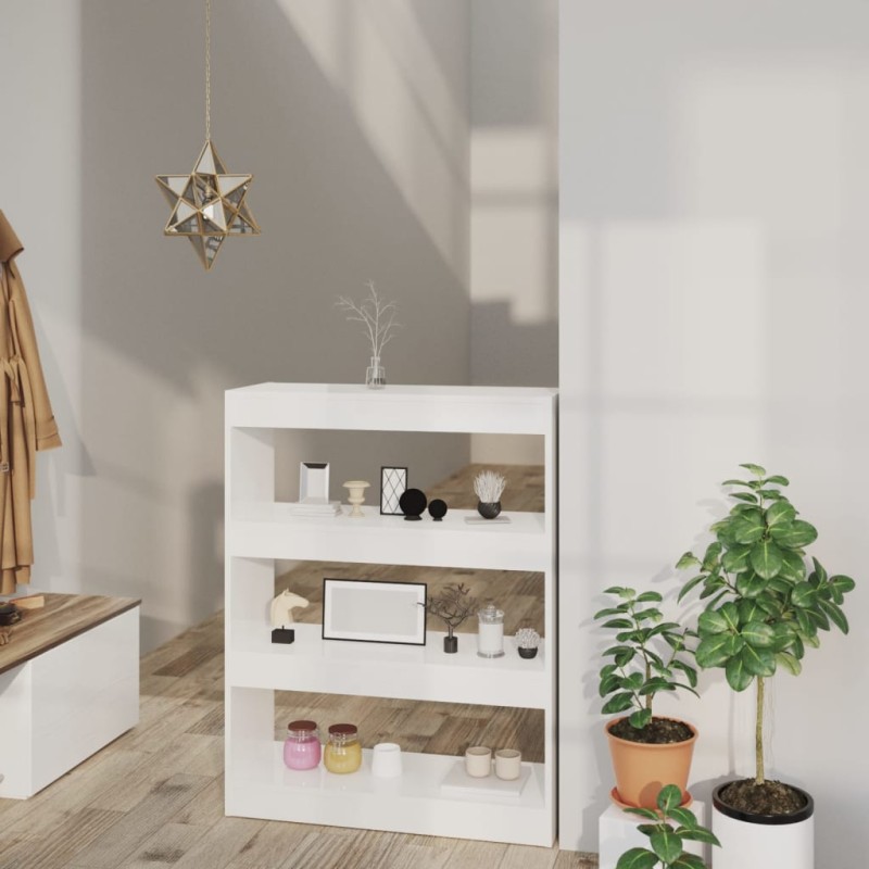 vidaXL Bücherregal/Raumteiler Hochglanz-Weiß 80x30x103cm Holzwerkstoff vidaXL Bücherregal/Raumteiler Hochglanz-Weiß 80x30x103cm Holzwerkstoff