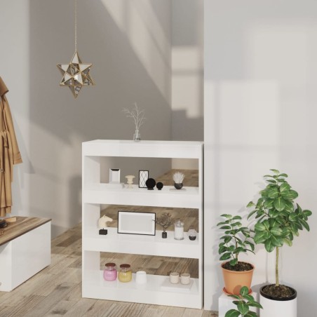 vidaXL Bücherregal/Raumteiler Hochglanz-Weiß 80x30x103cm Holzwerkstoff