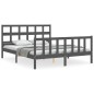 Massivholzbett mit Kopfteil Grau 160x200 cm Massivholzbett mit Kopfteil Grau 160x200 cm