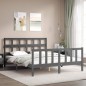 Massivholzbett mit Kopfteil Grau 160x200 cm Massivholzbett mit Kopfteil Grau 160x200 cm
