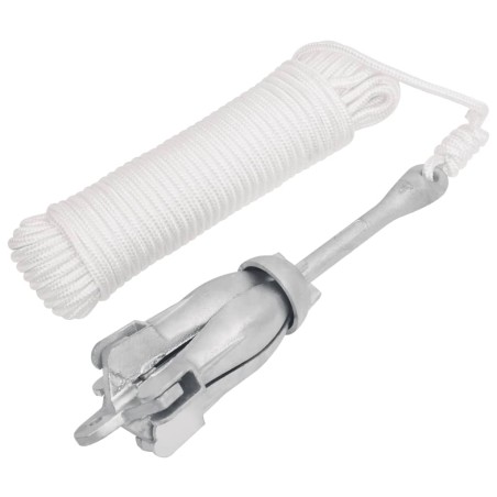 vidaXL Klappanker mit Seil Silbern 6 kg Temperguss