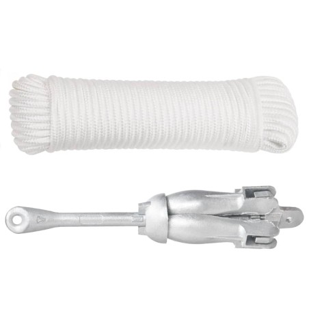 vidaXL Klappanker mit Seil Silbern 6 kg Temperguss