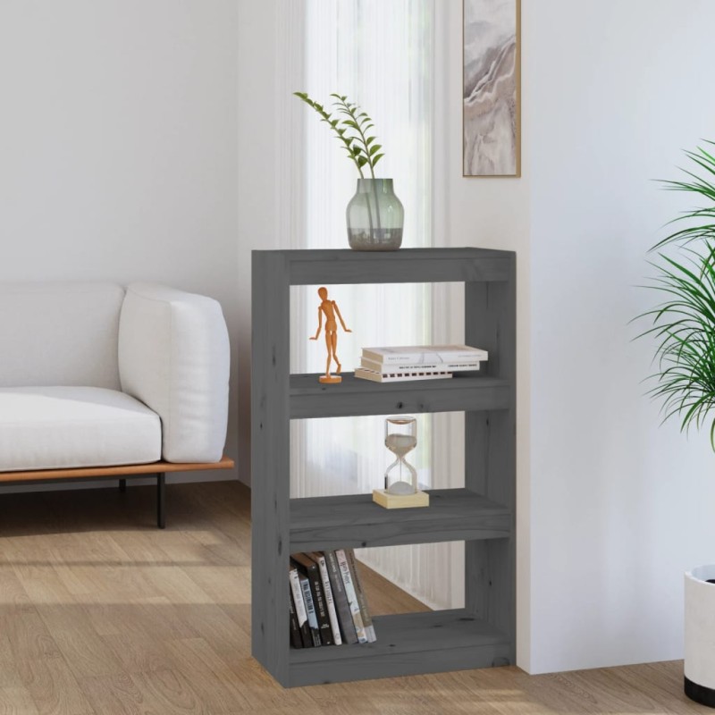 vidaXL Bücherregal/Raumteiler Grau 60x30x103,5 cm Massivholz Kiefer vidaXL Bücherregal/Raumteiler Grau 60x30x103,5 cm Massivholz Kiefer