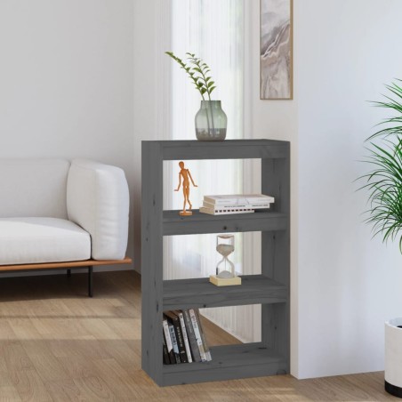 vidaXL Bücherregal/Raumteiler Grau 60x30x103,5 cm Massivholz Kiefer