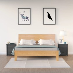vidaXL Nachttische 2 Stk. Grau 50x35x61,5 cm Massivholz Kiefer