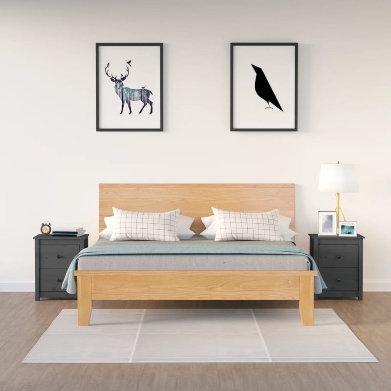vidaXL Nachttische 2 Stk. Grau 50x35x61,5 cm Massivholz Kiefer vidaXL Nachttische 2 Stk. Grau 50x35x61,5 cm Massivholz Kiefer