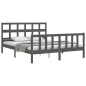 Massivholzbett mit Kopfteil Grau 160x200 cm Massivholzbett mit Kopfteil Grau 160x200 cm
