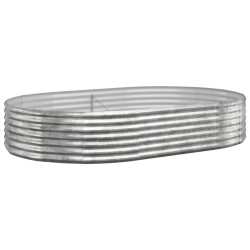 vidaXL Hochbeet Pulverbeschichteter Stahl 214x140x36 cm Silbern